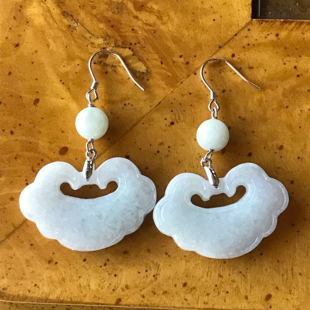 Natural White Jade Earrings